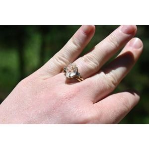 Sapphire Engagement Ring Raw stone Wedding Ring Set Size 3 4 5 6 7 8 9 1…